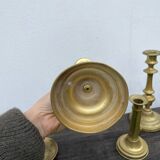 Set of gold-plated brass candlesticks