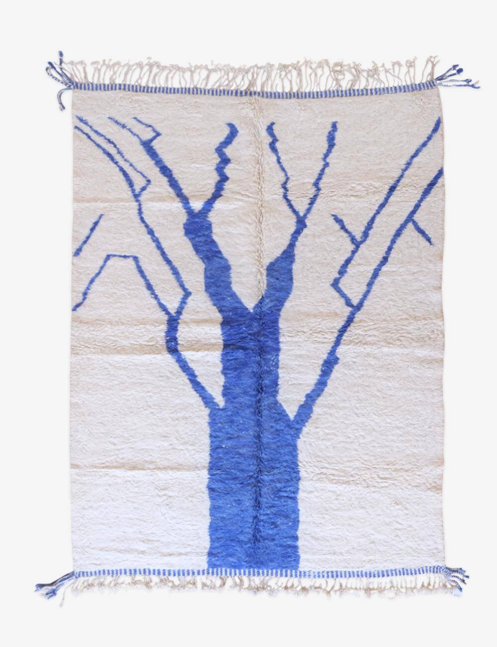 Blue and White Berber Rug - 345 x 252 cm