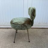 Vintage green furry chair from the 1960s