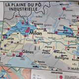 Pedagogical map MDI, 1968, reversible, physical map of Germany and economic map of Italy