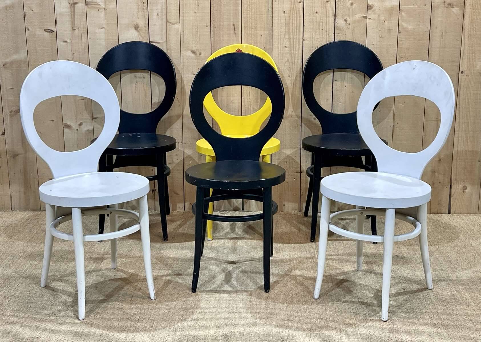 Series of 6 Baumann Mouette model chairs from the 70s