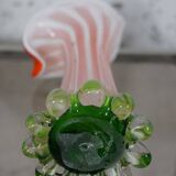 Murano blown glass soliflore vase in the shape of a green and red Calla flower