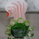 Murano blown glass soliflore vase in the shape of a green and red Calla flower
