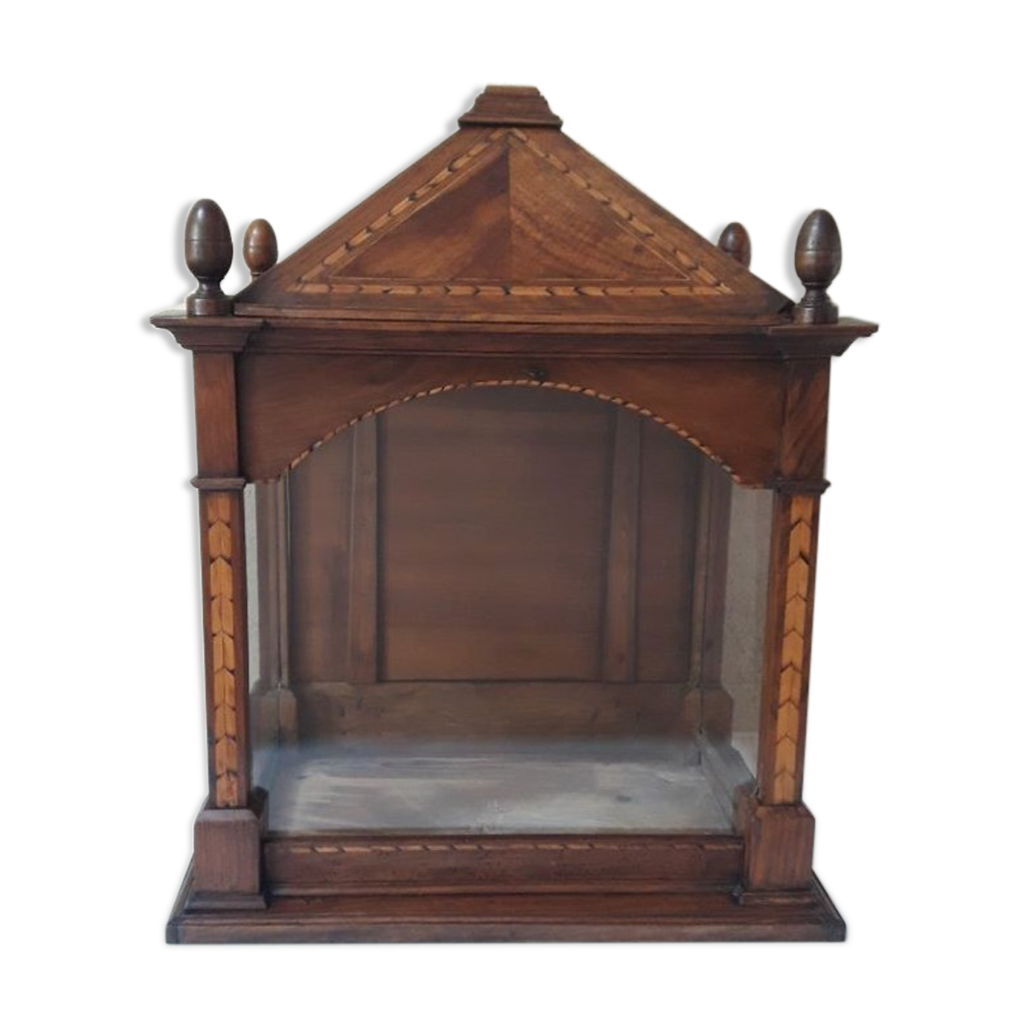 Vitrine XIX° noyer et marqueterie