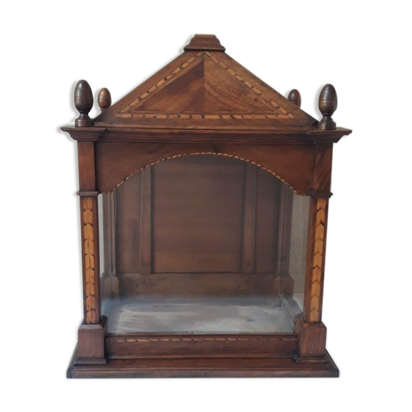Vitrine XIX° noyer et marqueterie