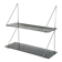Mid-century vintage shelf in a loop shape, black glass and metal.