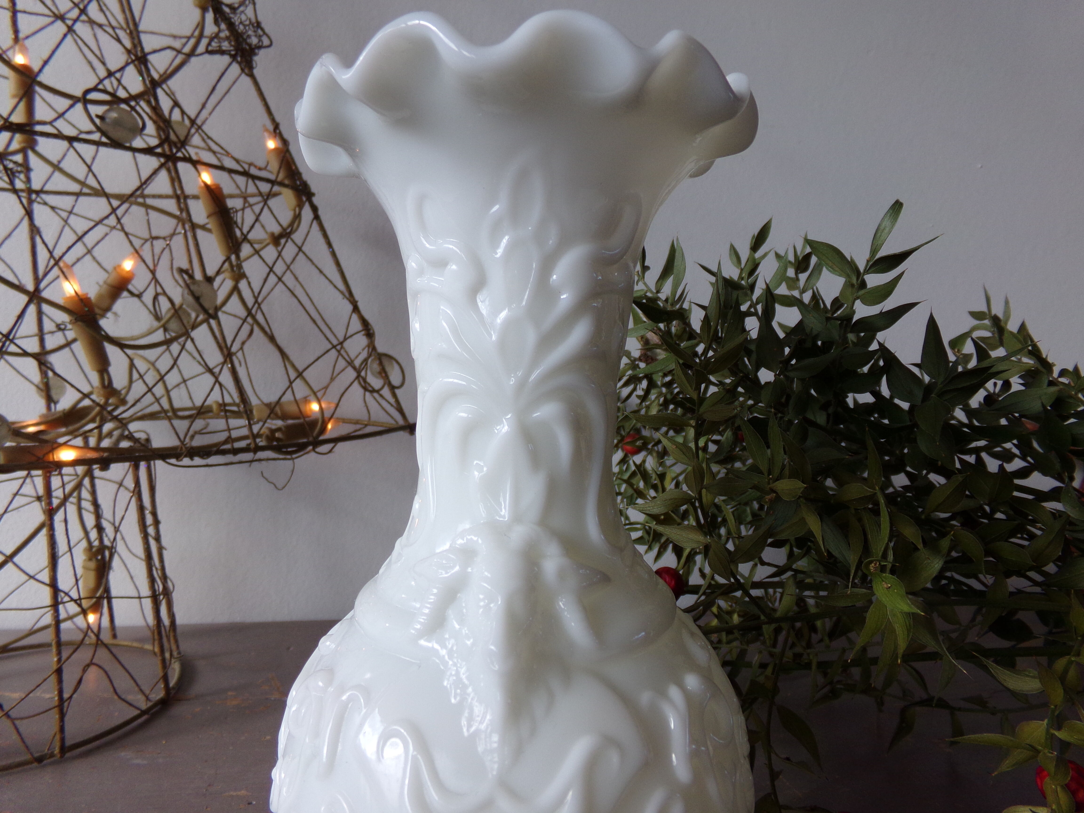 White opaline vase