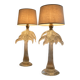 Important pair of Palm tree lamps in solid glass, Italian design ann.
