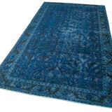 Hand-knotted antique turkish 1980s 146 cm x 263 cm blue rug