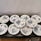 Assiette creuse en céramique de Sarreguemines , modèle Flore en bleu vendu à l'unité
