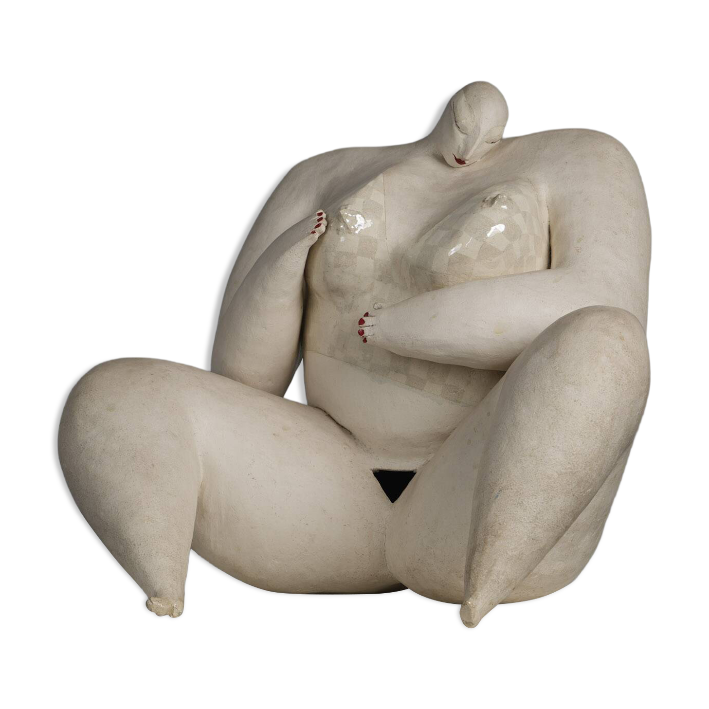 "Courage" expressive ceramic female sculpture by Evelyn van Baarda, Netherlands, 1981