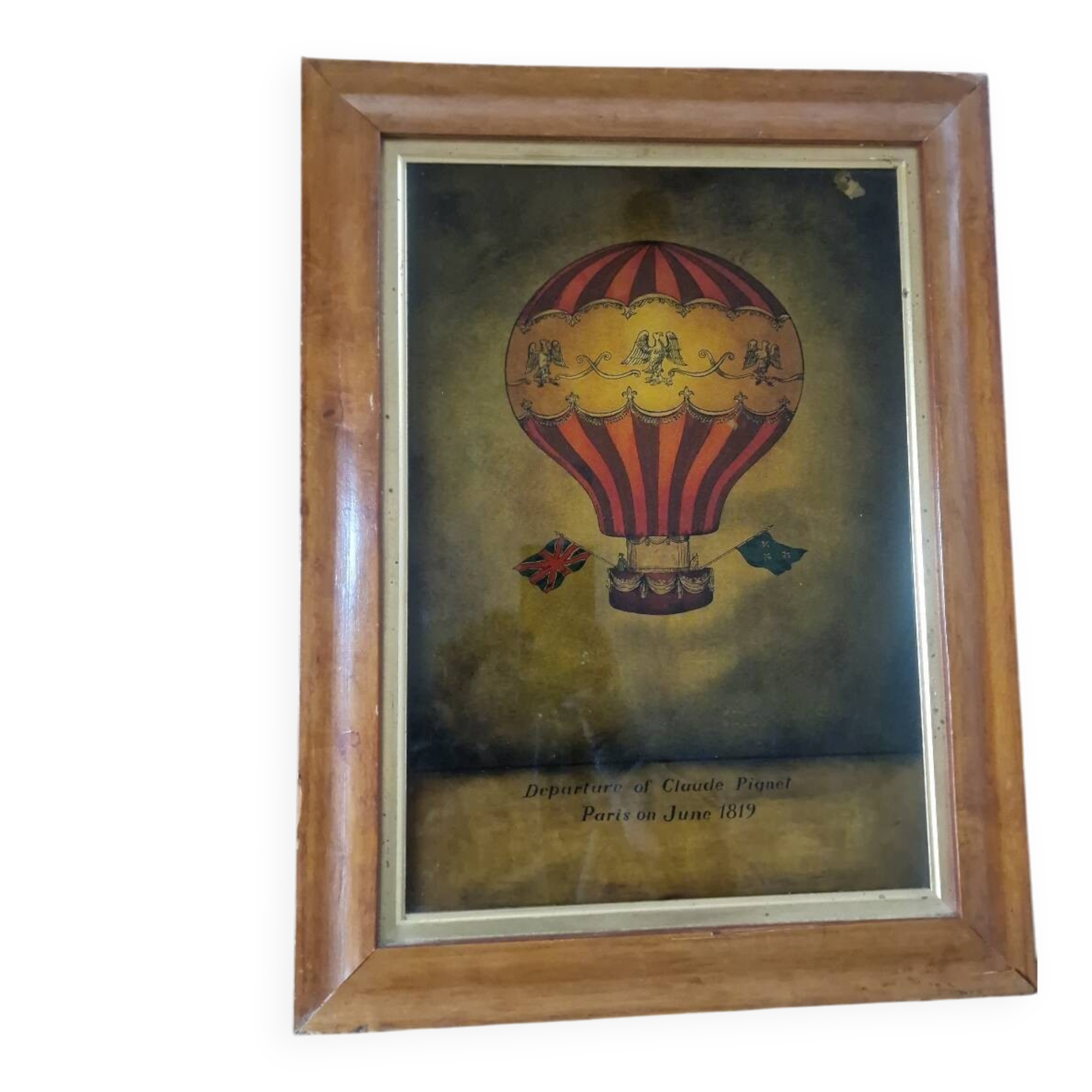 Lithographie "Ballon statique" Claude Pignet 1819