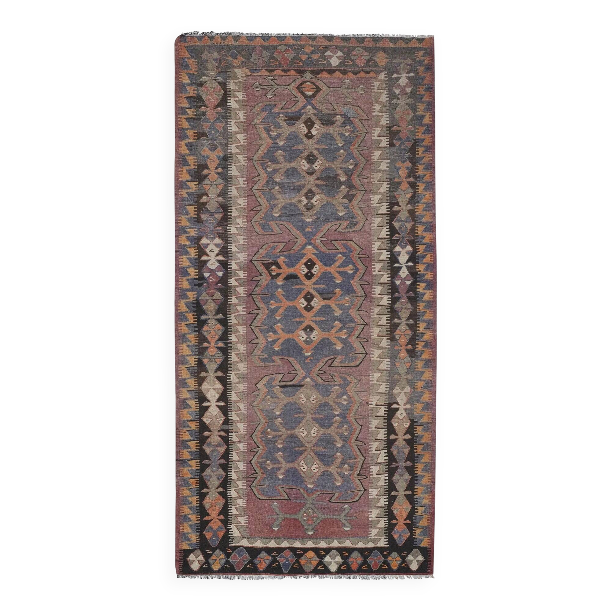 Vintage Turkish kilim, handwoven, 143x311 cm.