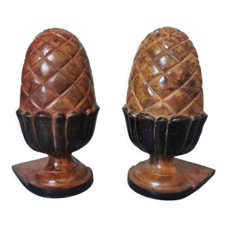 Pair of pine cone bookends