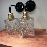 Pair of vintage glass globe wall lights