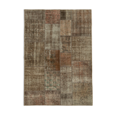 Handwoven anatolian contemporary 170 cm x 241 cm brown patchwork carpet