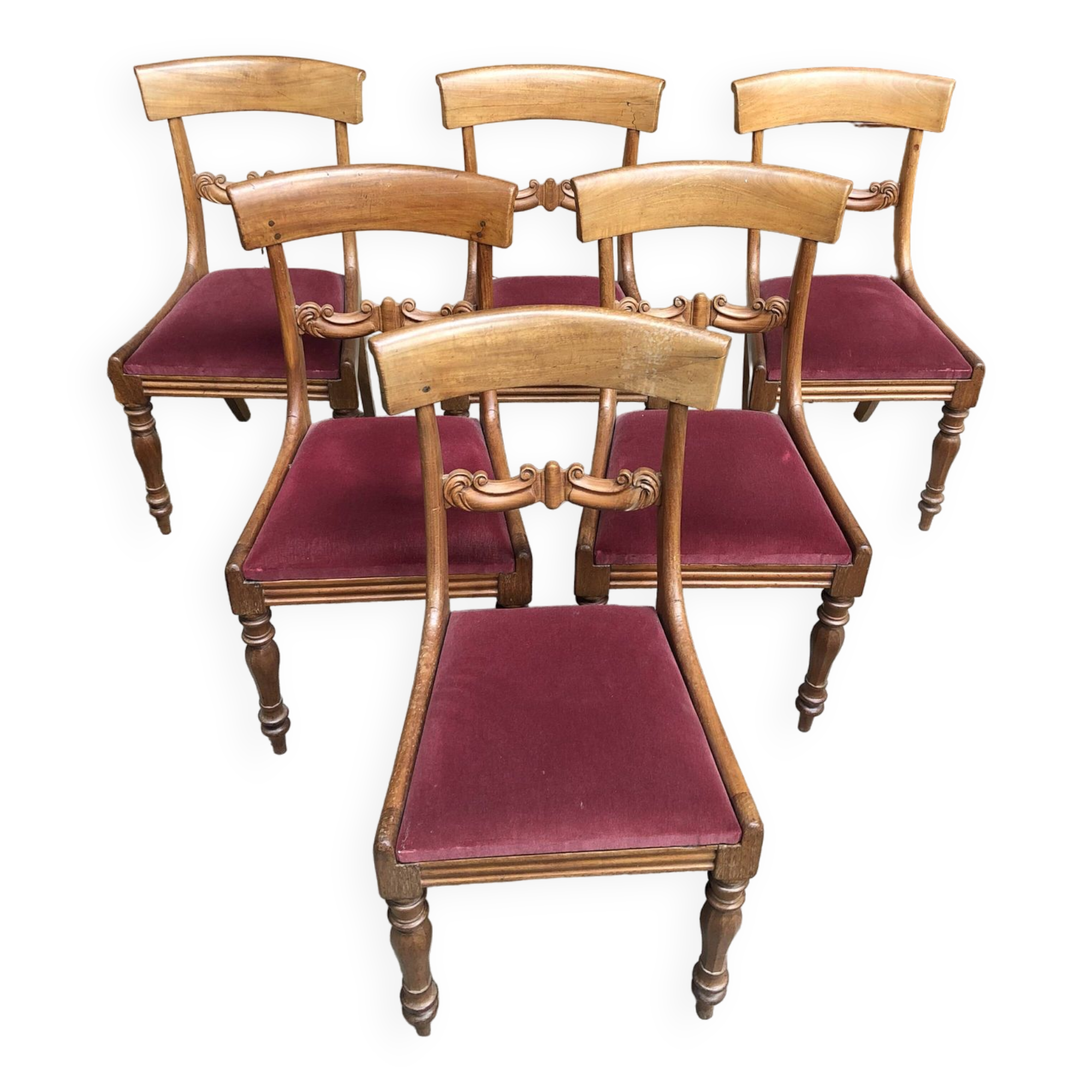 Set of 6 Restoration style chairs in cherry wood