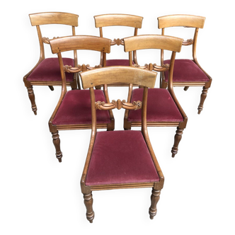 Lot de 6 chaises de style Restauration en merisier