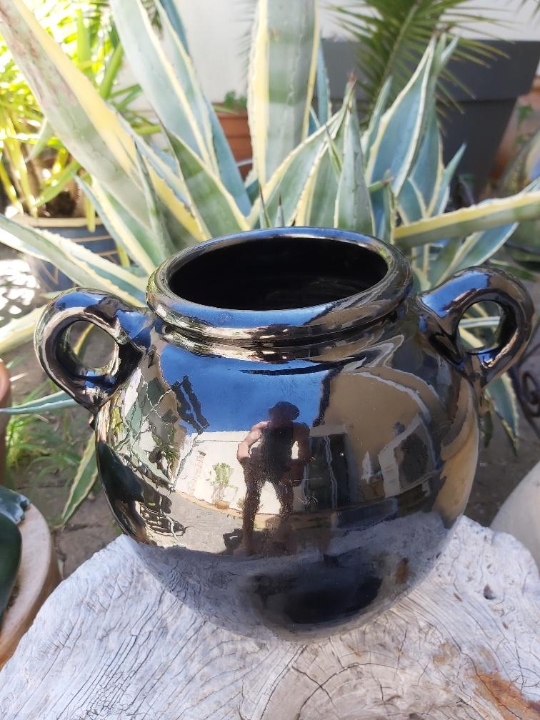 Biot glossy black potiche