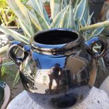 Biot glossy black potiche