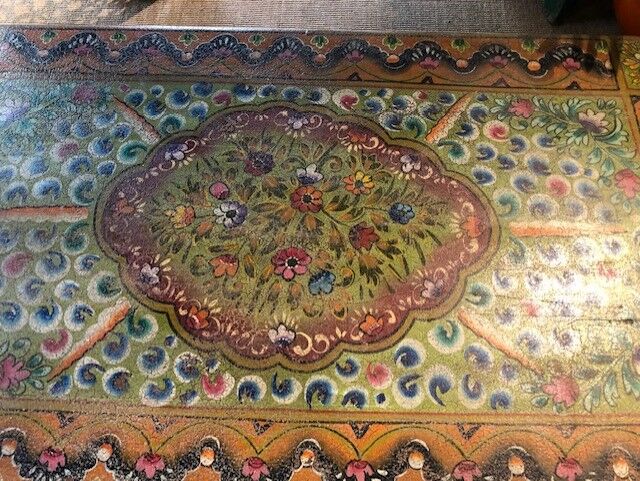 Coffee table chest painted with patterns