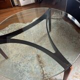 Table basse vintage danoise verre et bois de rose
