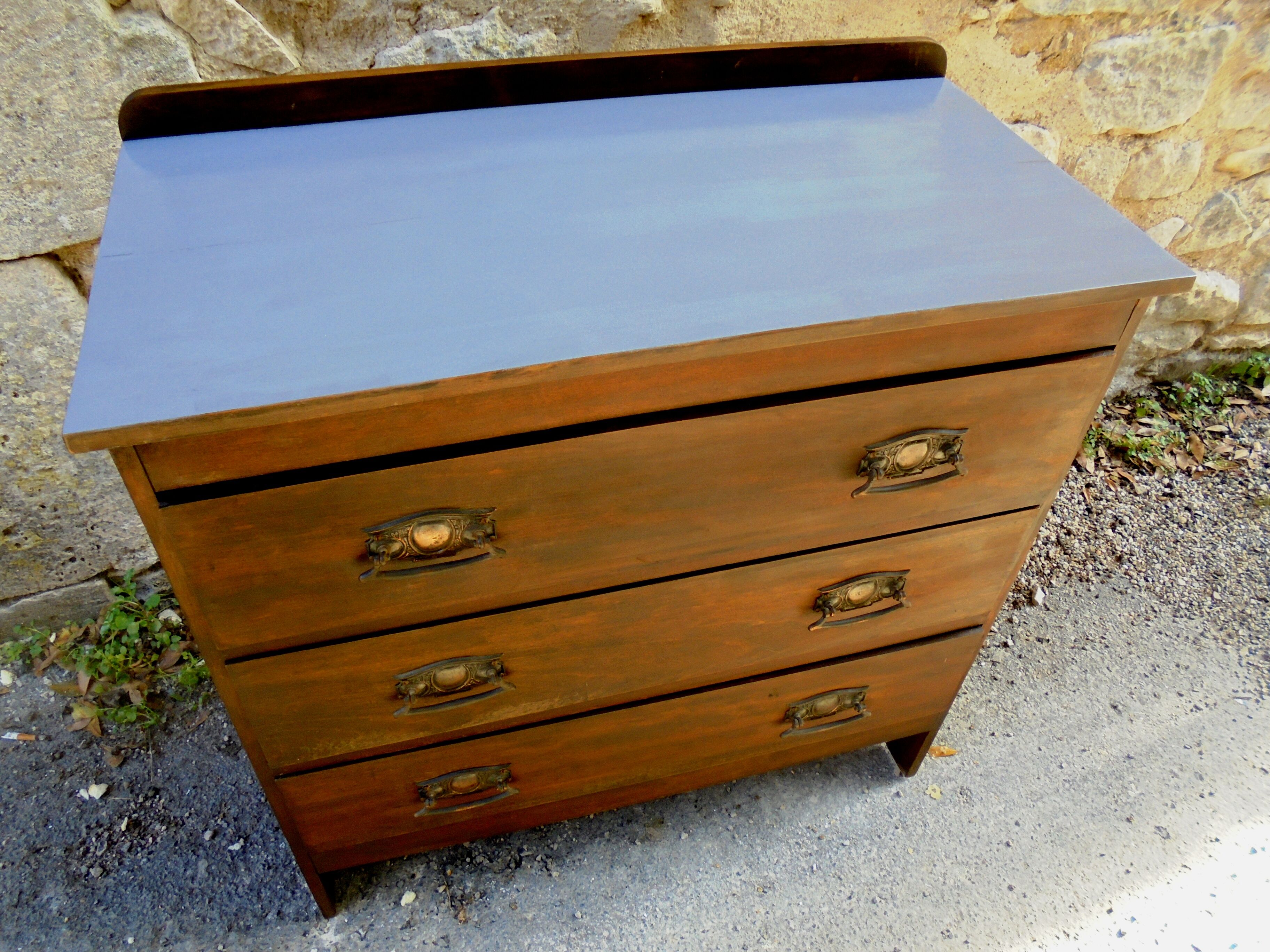 Wood grey tray dresser
