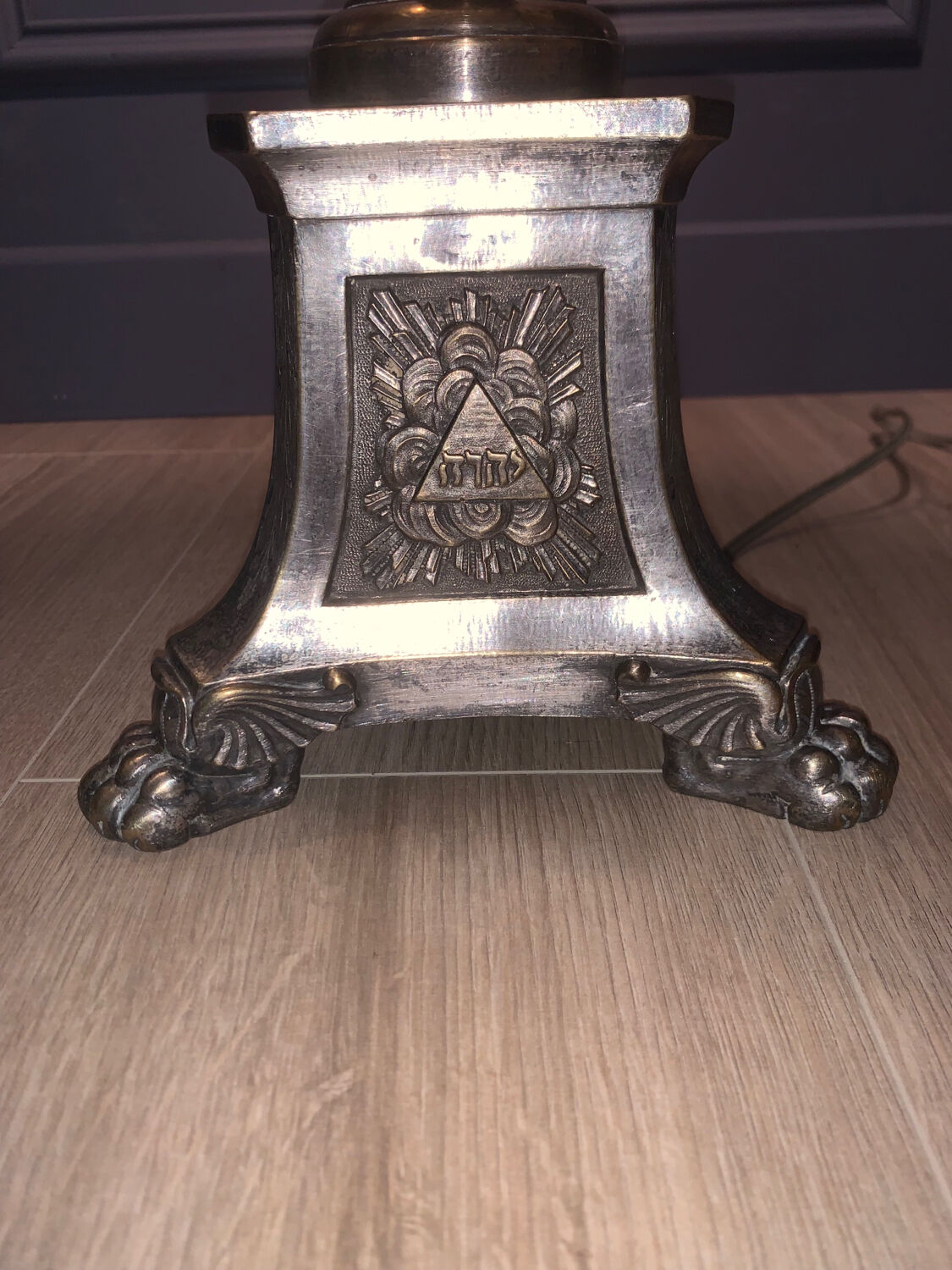 Silver-plated candle holder lamp - 19th century - antique