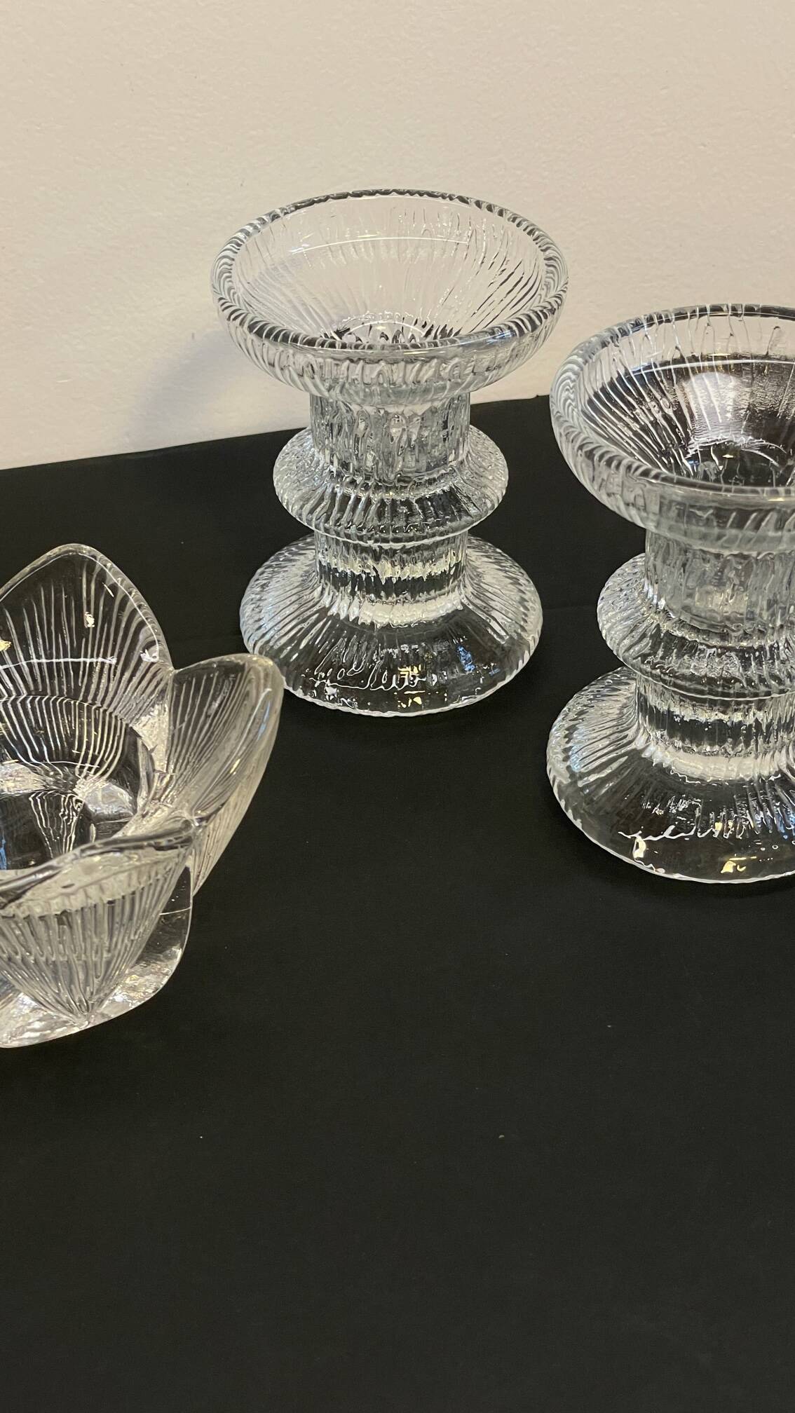 Bougeoirs cristal façon littala vintage