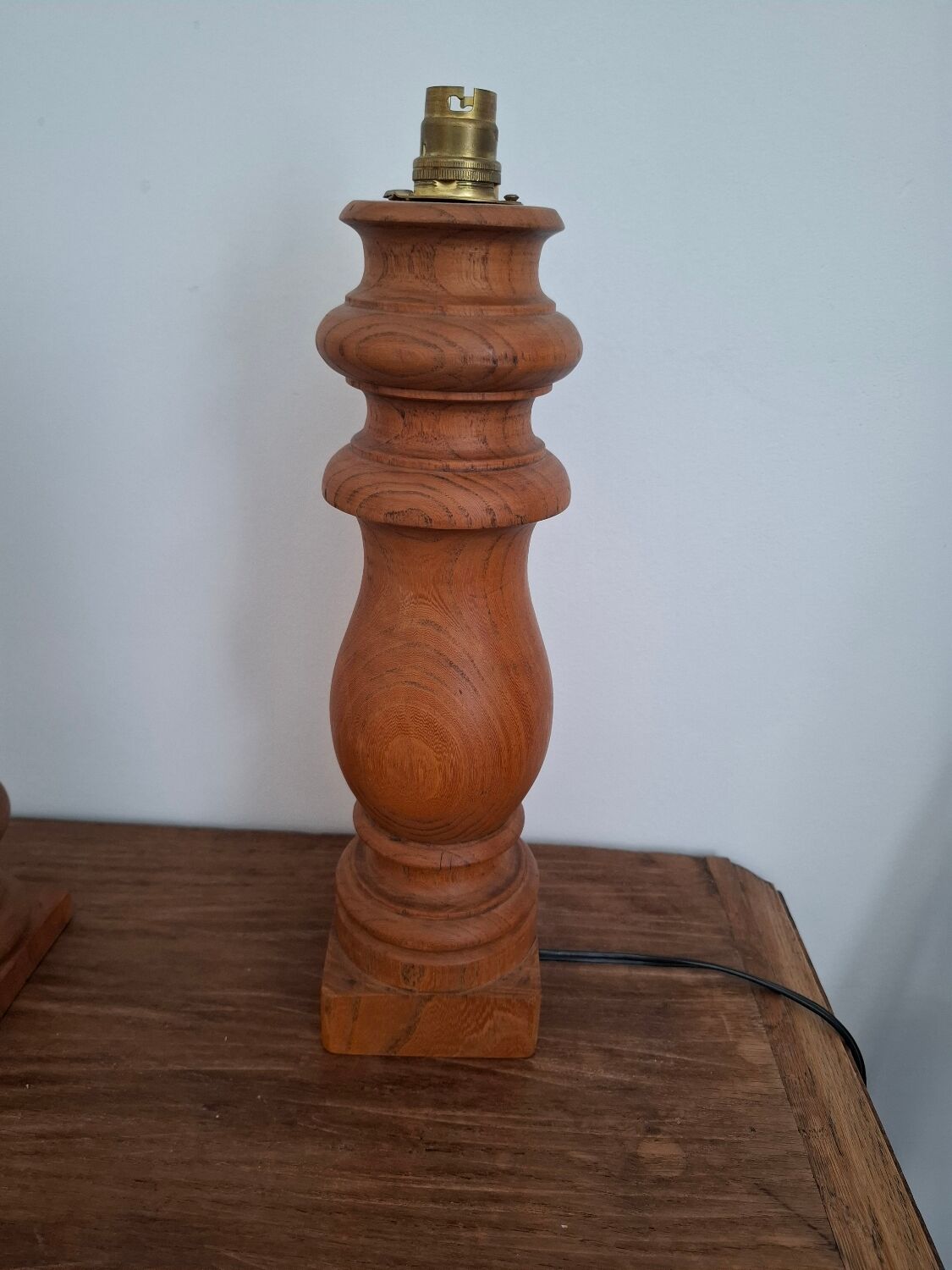 Large turned wooden lamp base