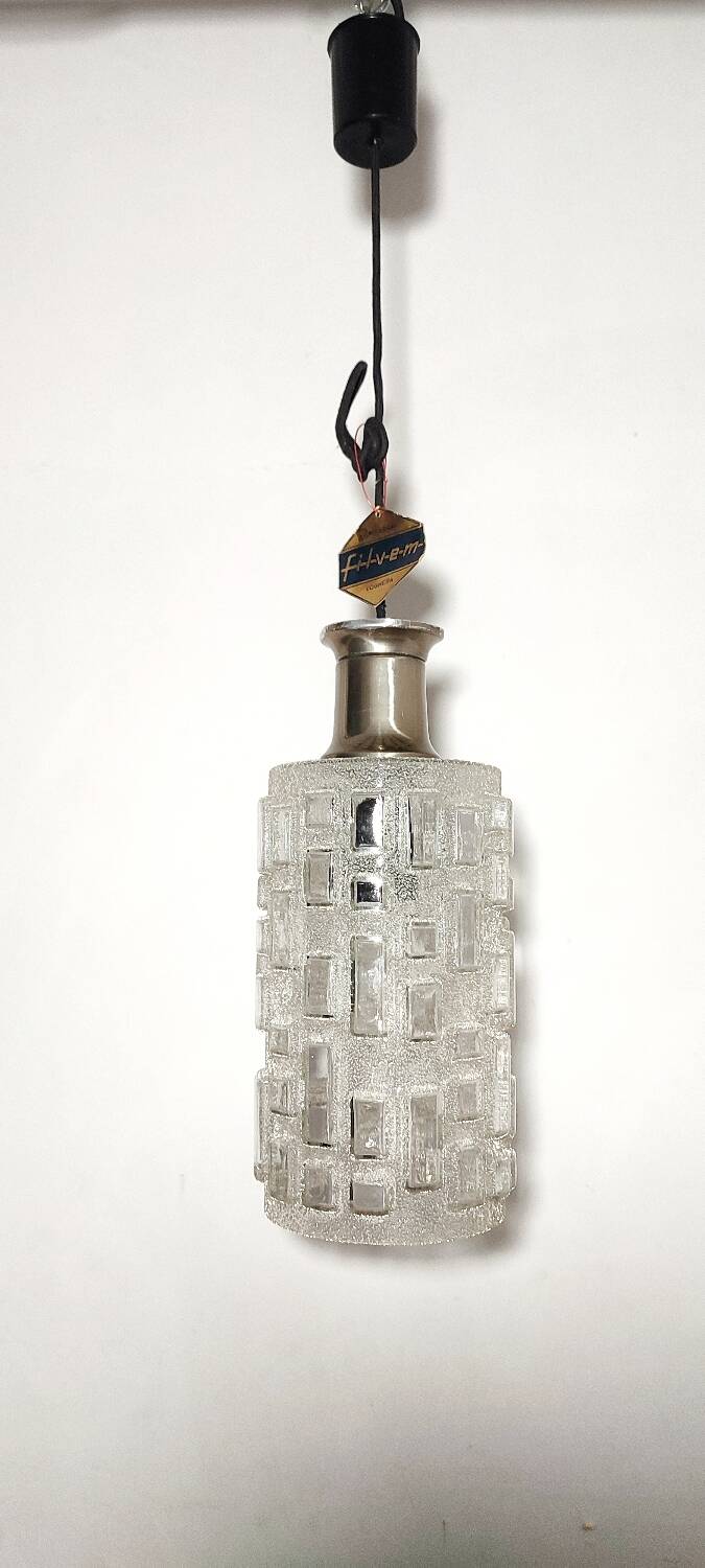 Lámpara de techo " Voghera" de cristal. Italia, 1970s.