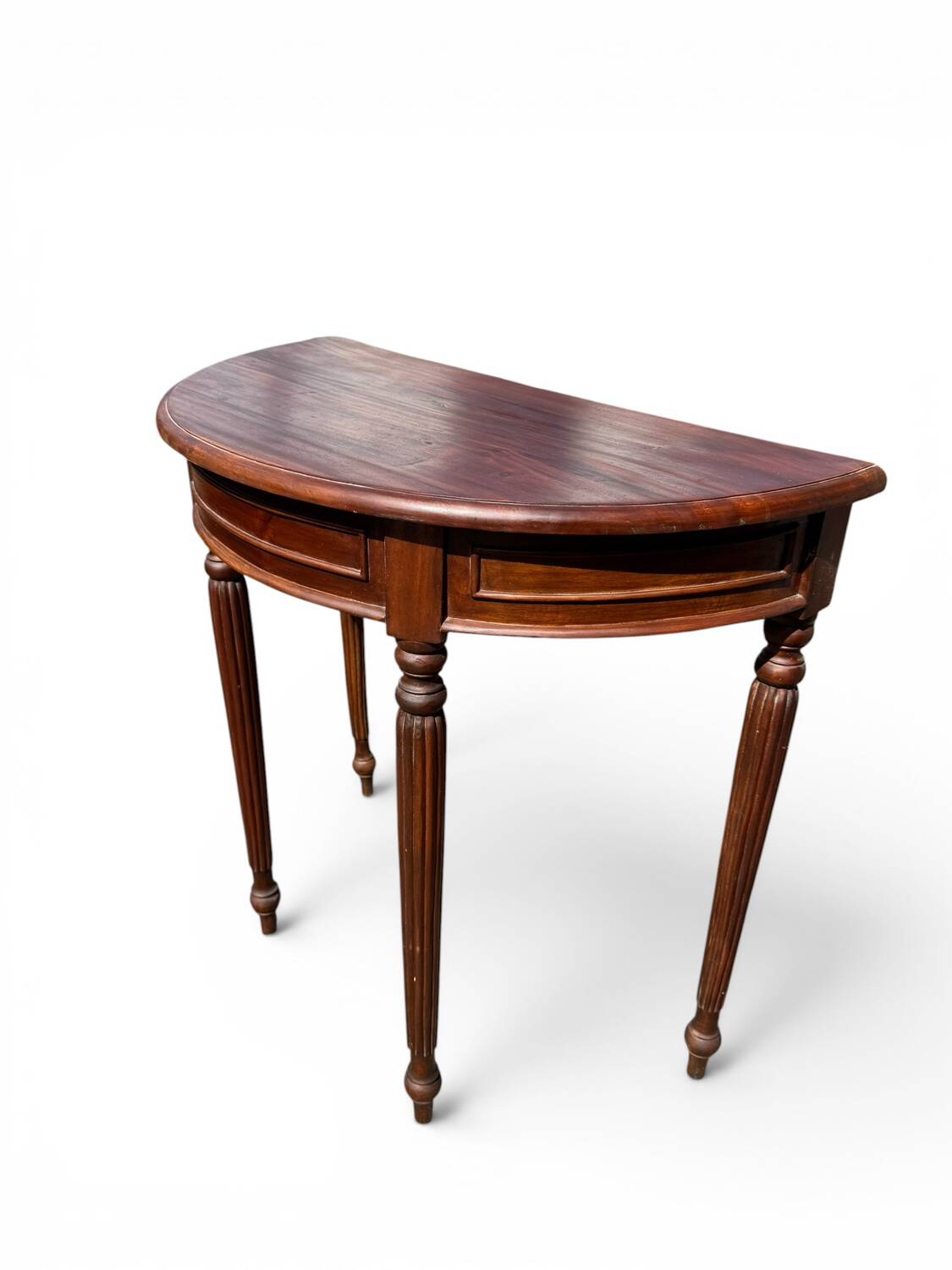 Small demi-lune console – solid mahogany – Louis XVI style