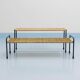 Carl Aubock side table, bench for flowering plants, iron, rattan, wicker, Austria, 1950s