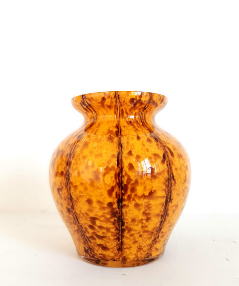 Murano style yellow blown glass vase