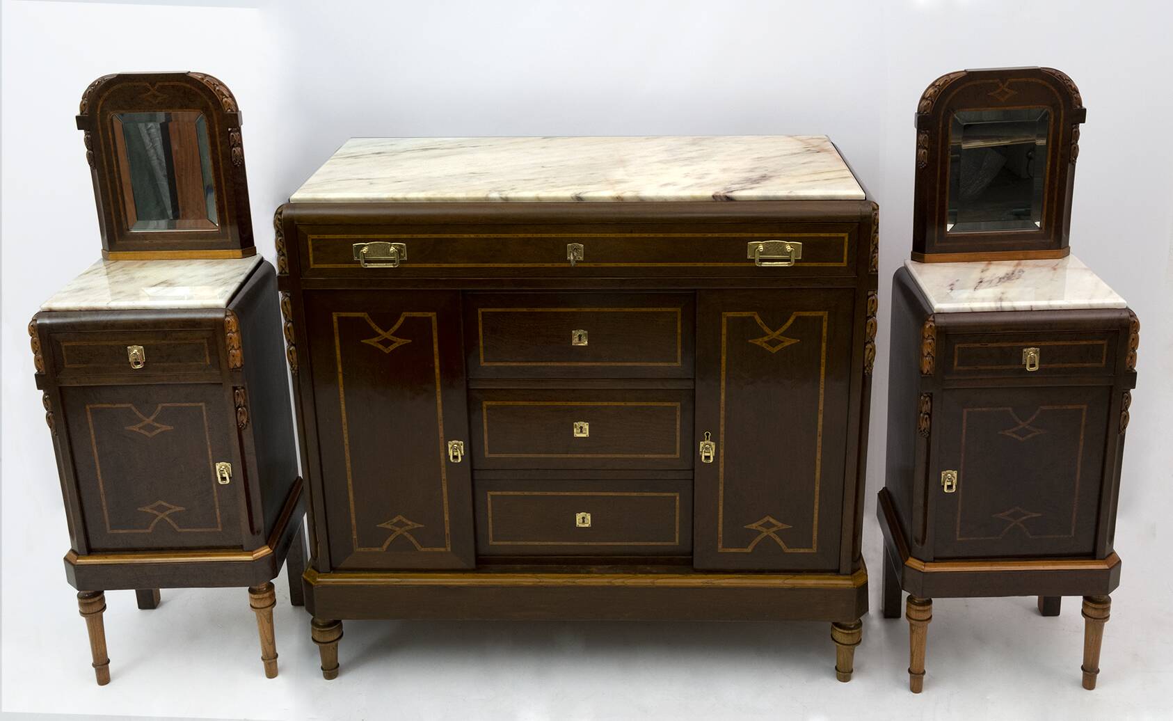 Liberty Italian Thuja Briar and Pink Portugal Marble Twobedside