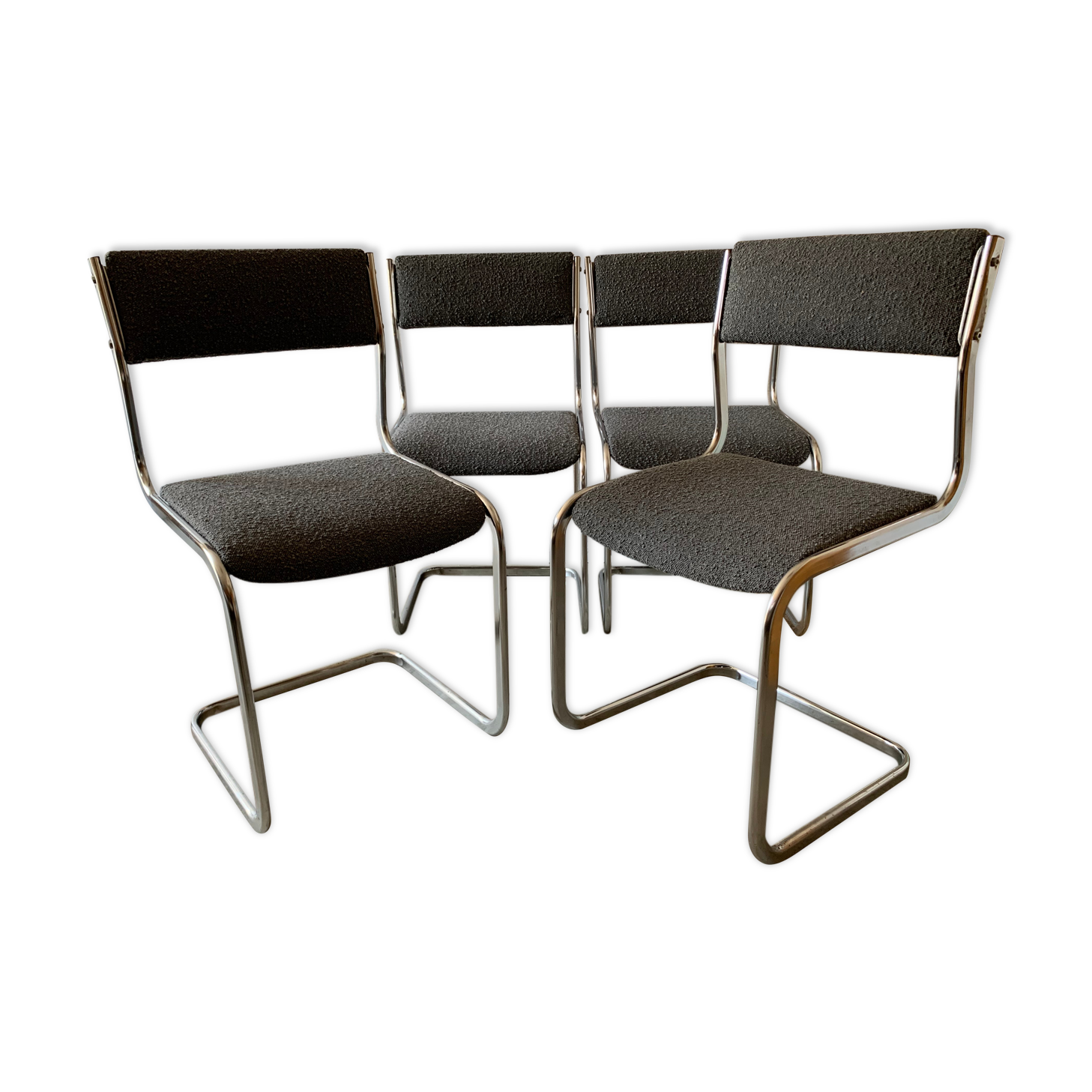 Series of 4 chrome chairs