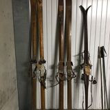 5 pairs of old wood skis 1900