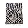 Tapis kilim berbère marocain écru à motifs graphiques noirs 295x189cm