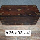 Antique carved wooden chest with gilded brass – Orient / 19th century