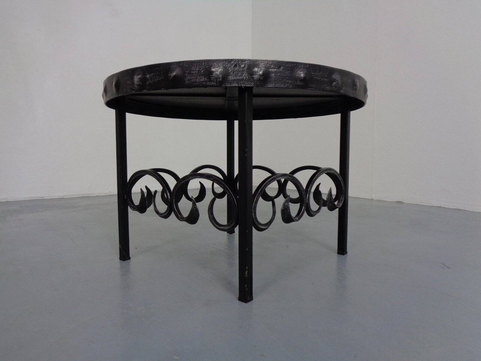 German Brutalist Side Table in Ceramic and Cast Iron, 1960s