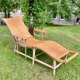 Old rattan chaise longue 20th century
