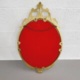 Oval Brass Medallion Mirror, Italy, 1950s