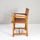 19th century oak and cognac leather brutalist castellana spanish armchair