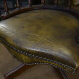 Rotating office chair in mahogany and upholstered leather, from the 1960s