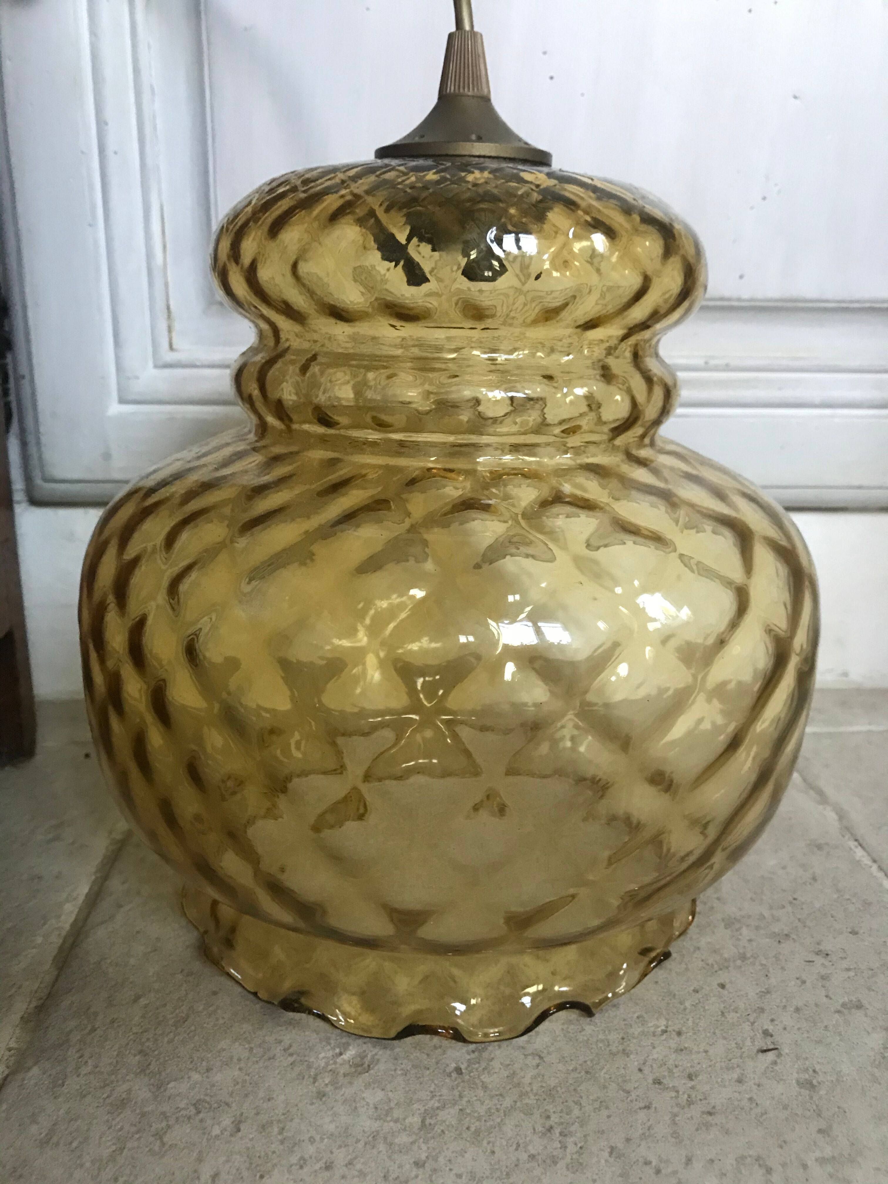 Vintage amber glass suspension