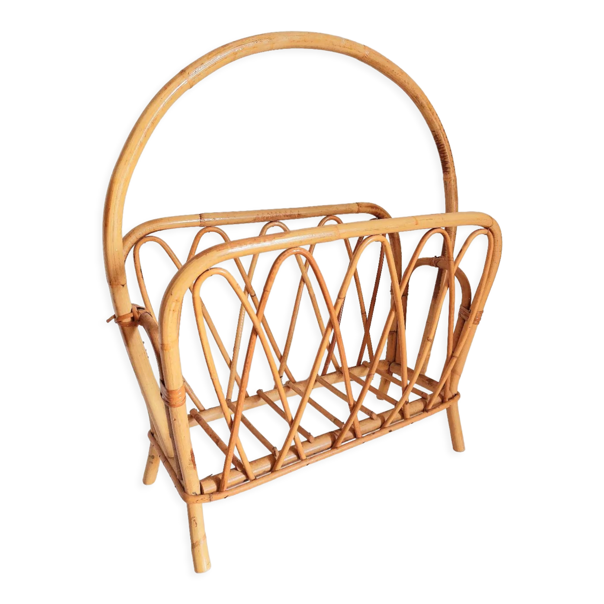 Vintage rattan magazine holder