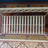 50s coffee table in beaten iron and 135 x 75 cm glass