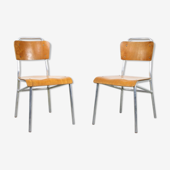 Mid-century Plywood Aluminum Chair, set of 2