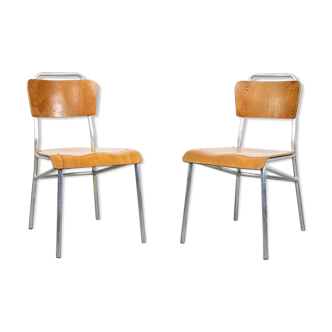 Mid-century Plywood Aluminum Chair, set of 2