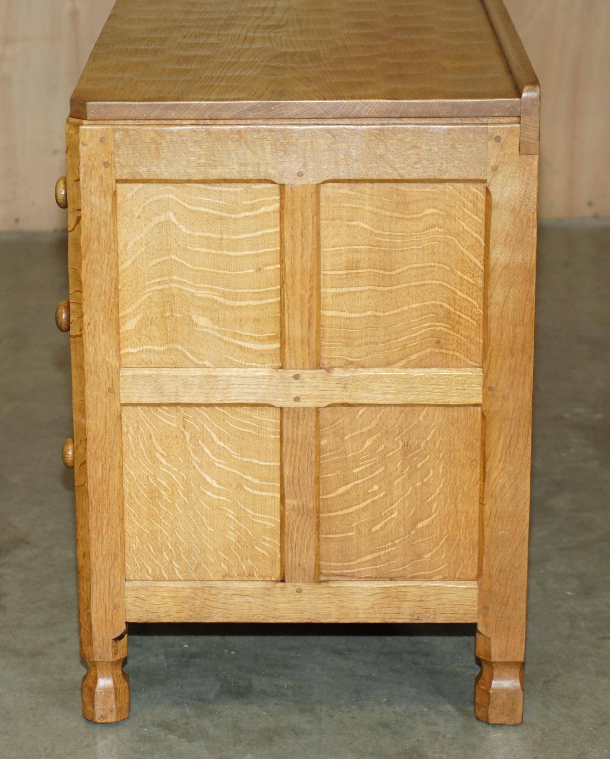 Vintage 1970 tripod desk by Robert Mouseman Thompson with a planed top.